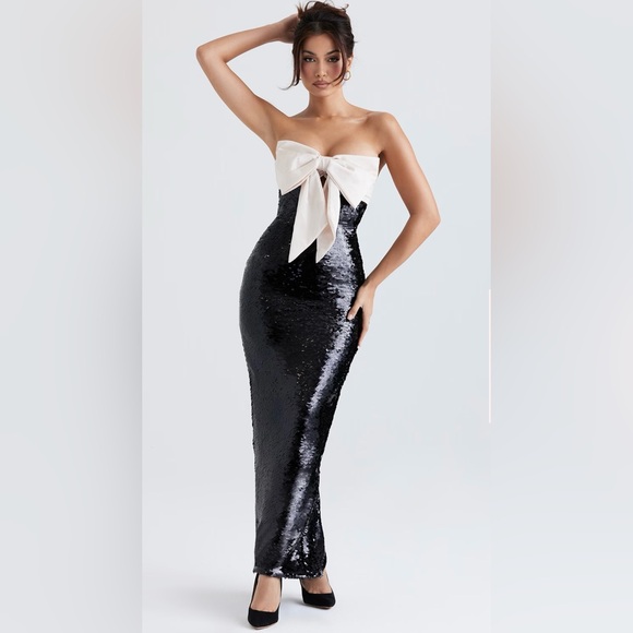House of CB Dresses & Skirts - HOUSE OF CB Holly Black Sequin Strapless Bow Dress
